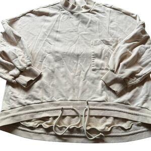 Nap Drawstring Hem Cotton Oversized Pocket Sweatshirt Celery Green Womens Size L